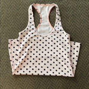 Pink polka dotted Lulu workout tank